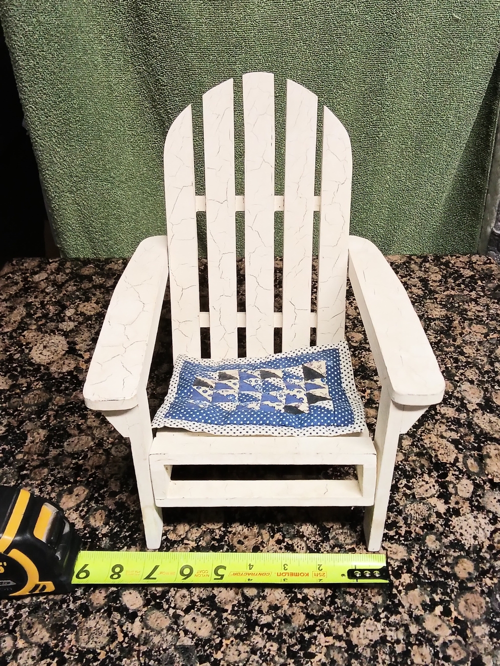 Source Unknown White Kids Adirondack Doll Chair with Blue Seat Mat